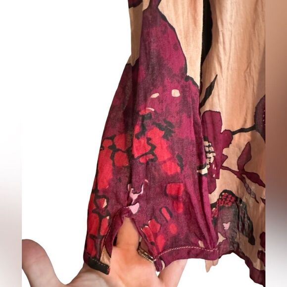 Masai Made in India Cotton Floral V Neck Tunic Top - Picture 6 of 8